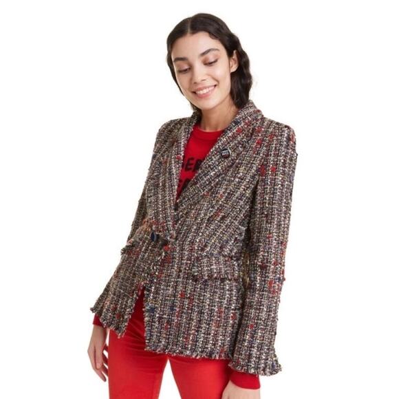 Desigual Tweed Chaw Blazer Drava Multicolor Women’s Size 40 (6) - Picture 3 of 13